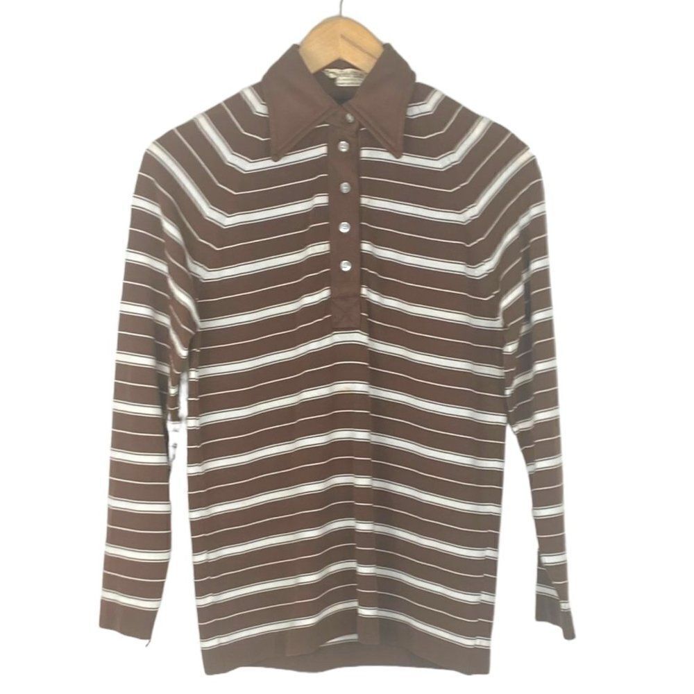 Booth bay Tommy Sator Women's Vintage Striped 1/4 Button Up Polo Size 38